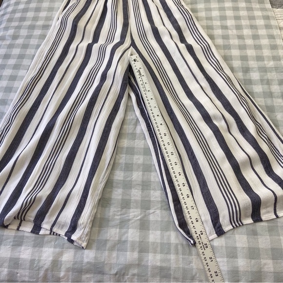 AEO jumpsuit wide legs flare blue white striped light Bohemian smock back XS - Picture 12 of 15